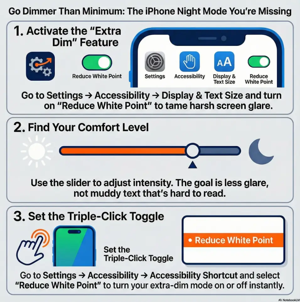 make iPhone screen dimmer than minimum