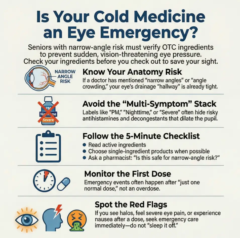 OTC medications to avoid with narrow-angle glaucoma