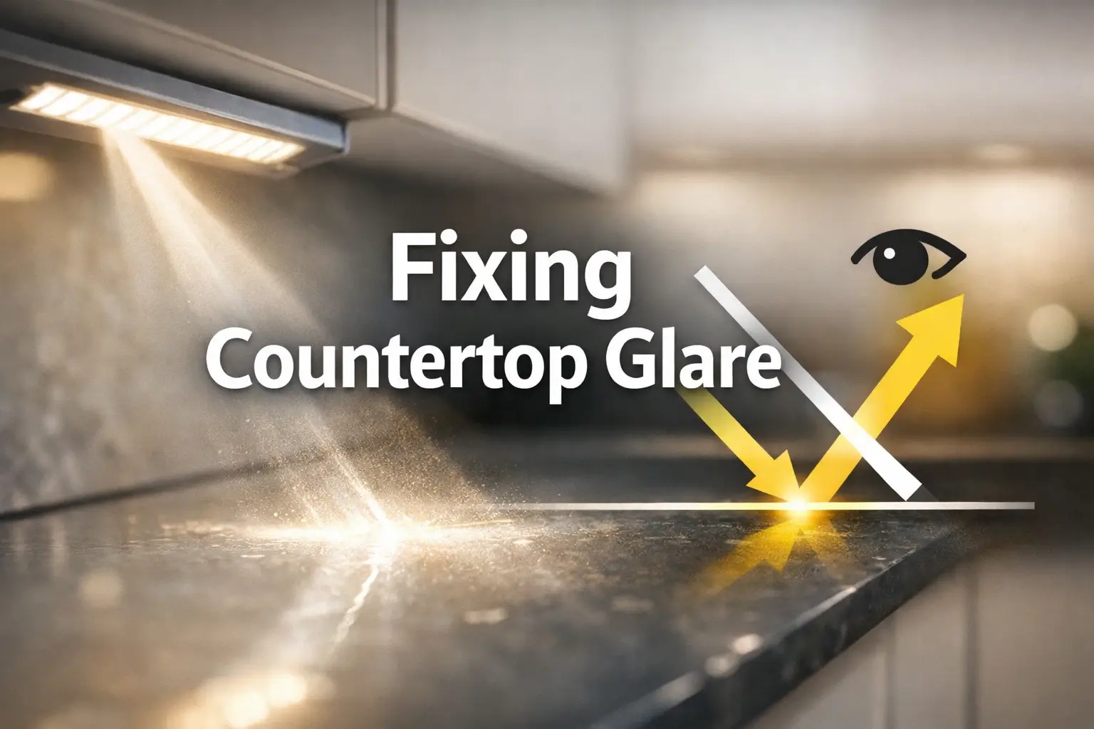 under-cabinet lighting glare on glossy countertops