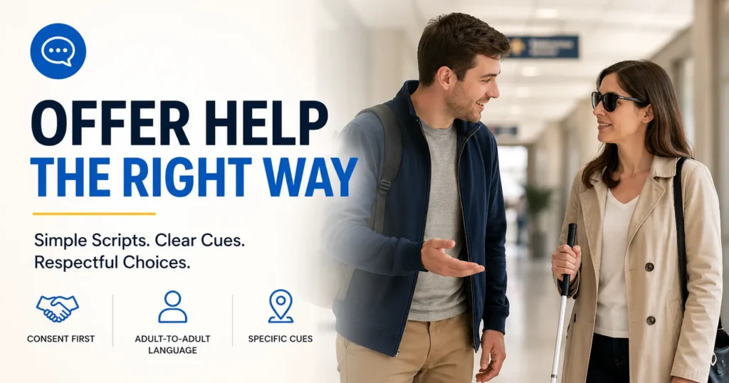 offering help to someone with low vision