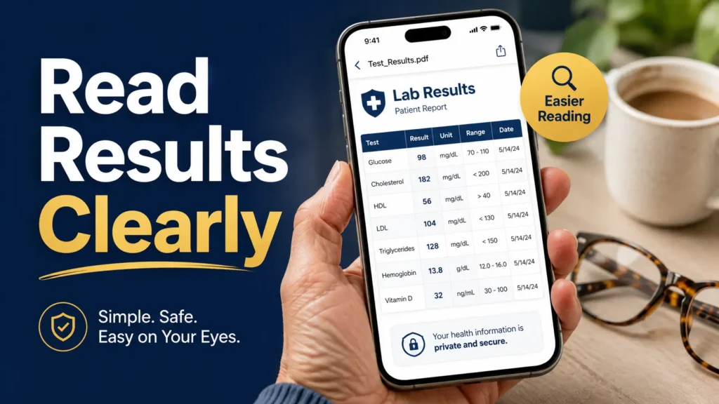 read PDF test results on phone